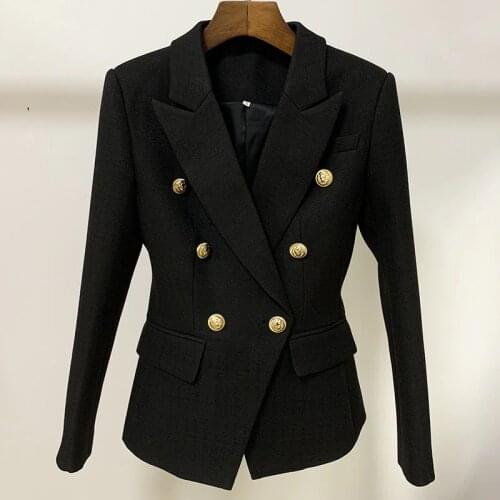 2020 Classic Cotton Linen Blazer Female Suit Jacket Double-breasted Button Black White Office Ladies Linen Women Blazer Jacket