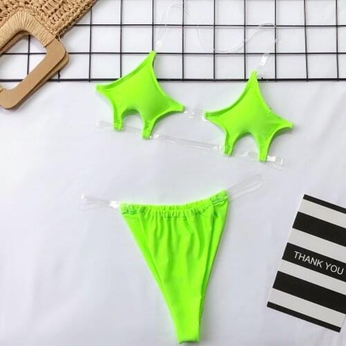 Women Bikini Set Padded Bra Triangle Lace Up Swimsuit Solid Women Swimsuit