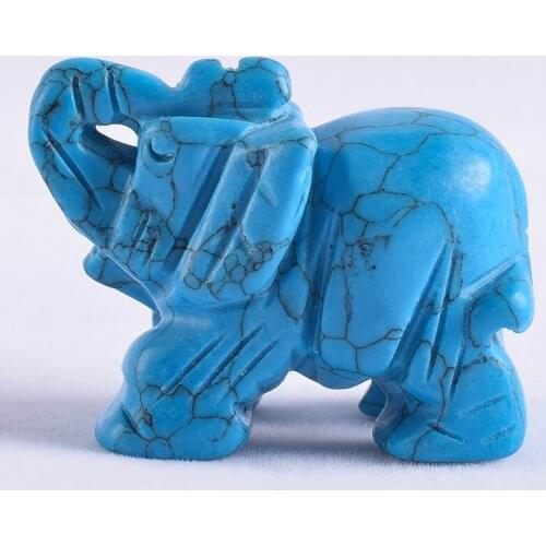 1.5 Inch hand craft Stone Elephant Figurines Carved Turquoise Mini Animals Statue Decor Chakra Healing crystal mini Decor Gift
