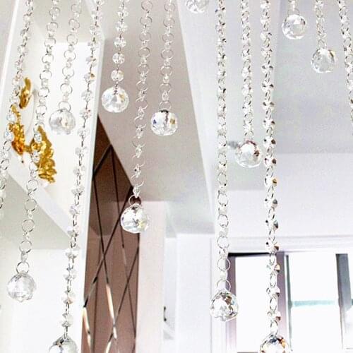 10M/lot 30mm Crystal Faceted Ball With 14mm Octagon Beads Crystal Chains Glass Strands Garland For Wedding Party Decoration