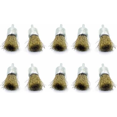 10pcs Wire Brush Wheel Plated Metal 25mm Rust Removal Shank Copper Polishing Abrasive Brushes Cleaning Brush