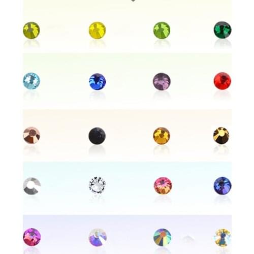 Swarovsky SS4-SS12 1728 Pcs Nail Art Decoration Stones Shiny Gems Manicure Accessories 40 Colors