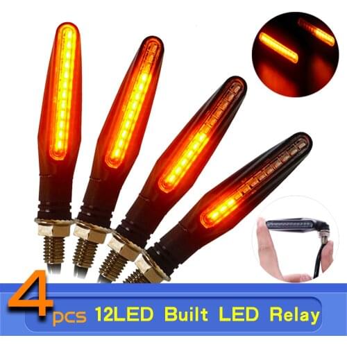 2/4PCS Motorcycle 12 LED Turn Signals Blinker Tail Flowing Light Water Motor Flashing Steering Lights Stop Indicator Signal IP68