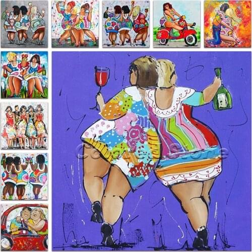 New Diamond painting Fat lady cartoon Woman Girl beautiful beauty 5D Full Square Drill embroidery Cross stitch Round mosaic FW25