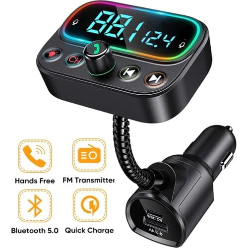 Bluetooth 5.0 Car MP3 Music Player FM Modulator Transmitter AUX Adapter Wireless Handsfree PD USB Charger U disk Music Player
