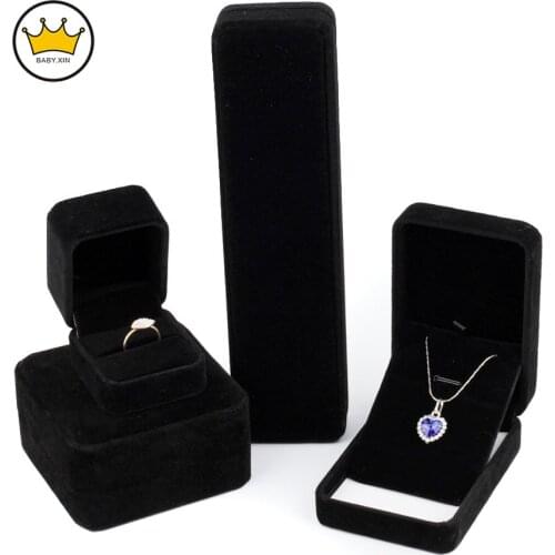Black Velvet Box Ring Box Pendant Necklace Gift Box Organizer Wedding Ring Storage Box Necklace Bracelet Box Jewelry Display