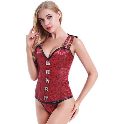 Corset Steampunk Corsets and Bustiers Slimming Gothic Corsage Corselet Red Corsets Sexy Black Strap Corset Steel Boning Bustier