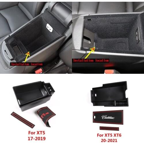 For 2017-2021 Cadillac XT5 XT6 Center Armrest Multi Purpose Storage Box Multi Function Glove Box Tray With Cushion 1 Piece Set