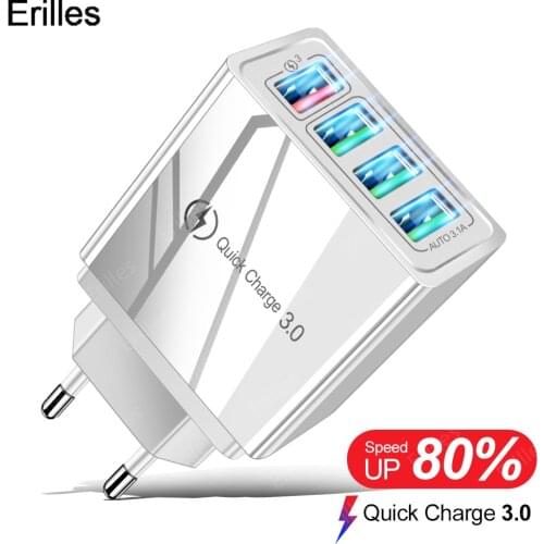 Wall Adapter Quick Charge 3.0 3A 4 Ports USB smart Phone Charger For iPhone Xiaomi Samsung Charger EU / US Fast Charging QC 3.0