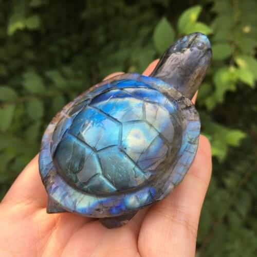 Natural blue labradorite hand carved turtle polished crystal tortoise stones for sale 1pc