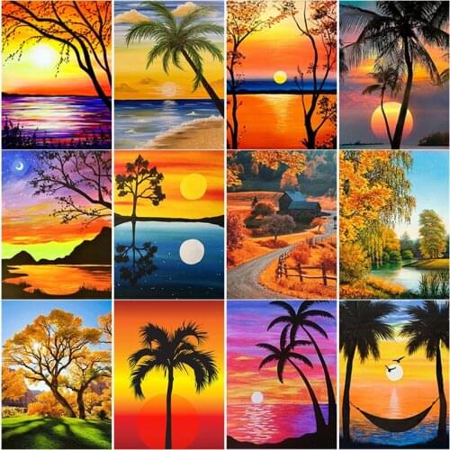 New DIY 5D Diamond Painting Autumn Scenery Diamond Embroidery Scenery Cross Stitch Scenery Full Square Round Drill Home Decor