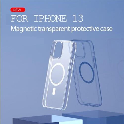 2021 New Transparent Magnetic Case For IPhone 13 Pro Max Wireless Charger Magnectic Clear Back Cover For IPhone 13 Mini