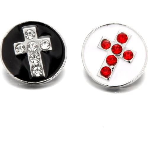 New Snap Jewelry Rhinestone Cross Snap Black White 18mm Snap Buttons DIY 18mm Snap Bracelets Necklace