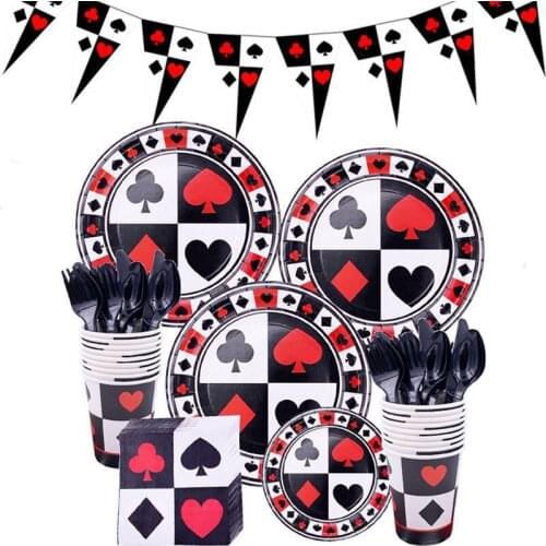 Casino Theme Decoration Playing Card Disposable Tableware Poker Las Vegas Party Decoration Balloon Game Night Magic Party Supply