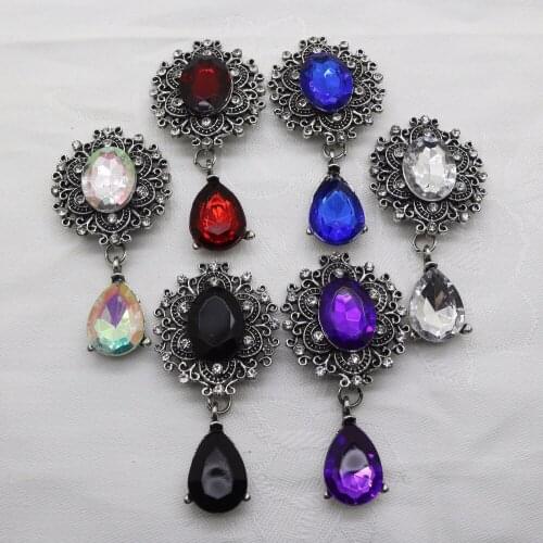 Wholesa New 50pc Retro color Acrylic rhinestone button 2017 Wedding Decoraation Flatback clothing metal button DIY Accessories