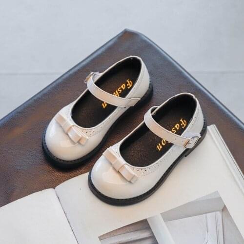 1 2 3 4 5 6 7 8 9 10 Years Fashion Bow Toddler Girl Elegant Dress Party Dance Leather Shoes For Children Spring Kids Flat Shoes