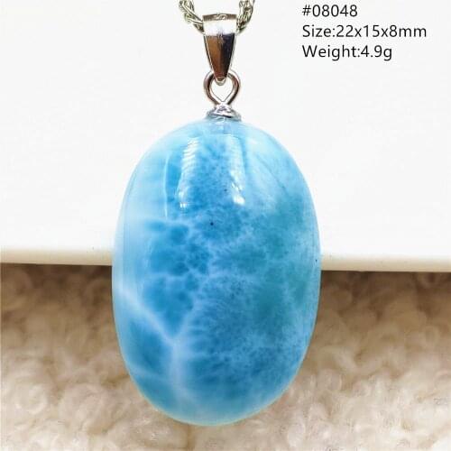 Genuine Natural Blue Larimar Pendant Necklace Women Men Water Pattern Oval 925 Sterling Silver Necklace From Dominia AAAAA