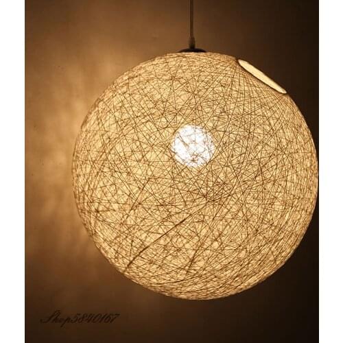 Natural Hemp Pendant Lights Rattan Handmake Pendant Lamps for Living Room Hanging Lamps Deco Dining Room Suspension Luminaire