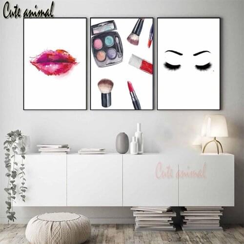 Full Round Stones 5d Diamond Painting Fashion Red Lip Eye Shadows Makeup Diamond Embroidery Rhinestone Diamond Mosaic 3 pcs/set