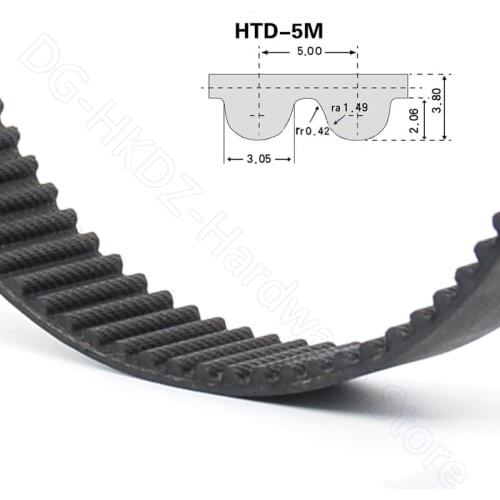 5M-255-10mm HTD 5M Timing Belt Pitch 5mm Width 10mm Closed Rubber Drive Belts Perimeter 255mm 1-50pcs