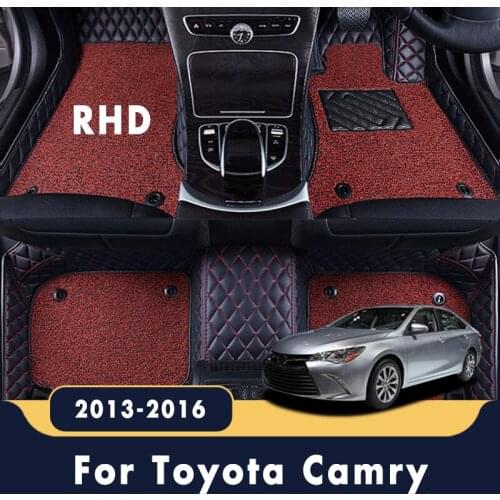 RHD Car Floor Mats Carpets For Toyota Camry 2016 2015 2014 2013 Auto Double Layer Wire Loop Decoration Styling Leather Rugs