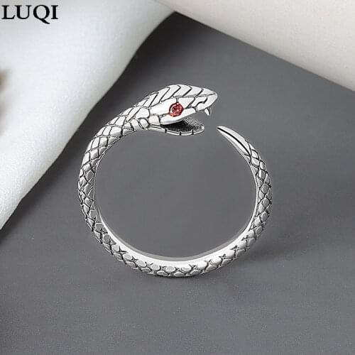 S925 old snake-shaped fashion retro Thai silver small evil snake open ring NJ638