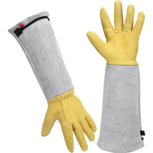 Rose Pruning Thorn Proof Gardening Gloves for Men & Women thornproof Goatskin Leather Long work garden Gauntlets Gloves Ladies