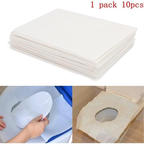10pcs Toilet Seat Covers Paper Travel Biodegradable Disposable Sanitary White toilet cover Cotton pulp Bathroom Products