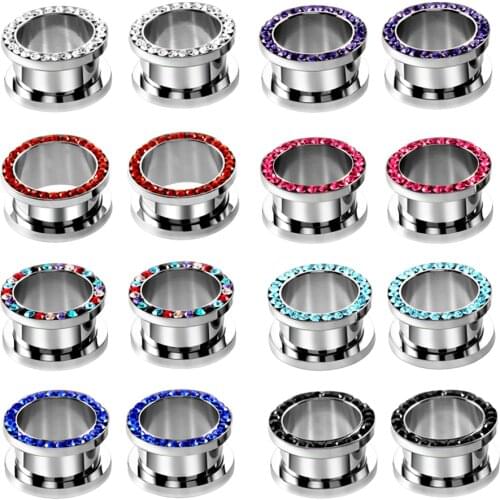 2Pcs 6-16mm Stainless Steel Ear Plugs and Tunnels Ear Piercing Ear Gauges Earlets Screwed Earring Expander Body Piercing Jewelry