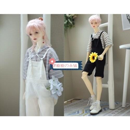 BJD doll Pants Black and White Two Colored Braces Pants Fashion versatile concise Moe Series 1/4&1/3& Uncle size doll accessorie