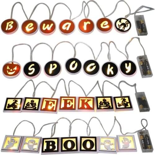 Halloween Letter Lights Battery Operated 6.5 Feet Long Halloween Lights Decor For Outdoor Indoor Party