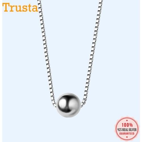 Trustdavis 100% 925 Solid Sterling Silver Jewelry 4mm Beads Pendant 33cm Short Clavicle Necklace Cute Gift Girl Lady DS843