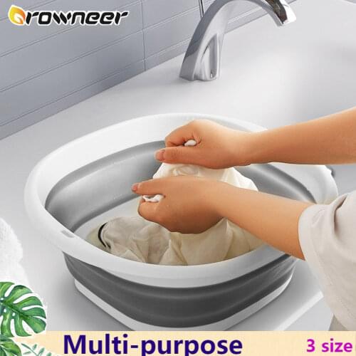 3 Size Multi-purpose Folding Wash Basin Portable Lightweight Hanging Collapsible Dish Travel Hiking Camping Picnic Cleaning Tool