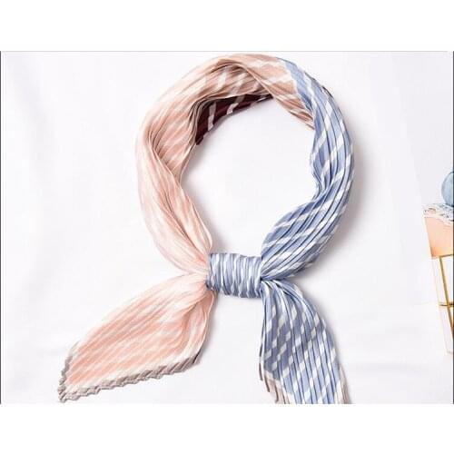 Yishine 3colors Wrinkle Neck Scarf Women Striped Prints Fashion Crepe Kerchief Scarves New Headband Crumple Handlebag Wraps Scar