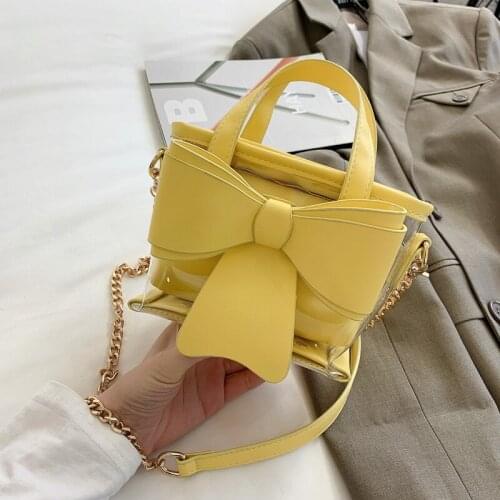 YOUSE Brand 2021 New Summer Fashion Mini Bags Female Trend Fashion Bow Chain Bucket Bags Cute Shoulder Bags Clear Bags Purses