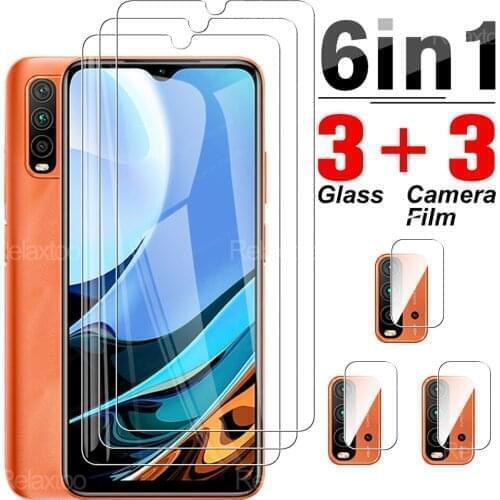 6 in 1 Tempered Glass For Xiaomi Redmi 9T Full Cover Screen Protector Lens Film For Redmi 9A 9C Note 9 Pro Max 9T 9S Glass