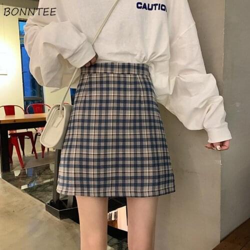 Plaid Skirts Women Summer Sweet Thin Mini BF All-match Casual Y2K Stylish College Zipper Breathable Ulzzang Simple De Moda Mujer