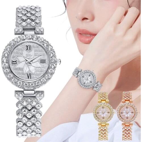 Korean version of the simple small fragrance full diamond womens watch star-studded Roman numerals hot-selling watch