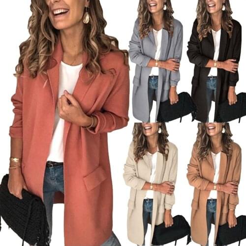 New Fashion Casual Blazer Suits Loose Office Lady Women Autumn Solid Color Lapel Collar Slim Single Breasted Blazer Jacket