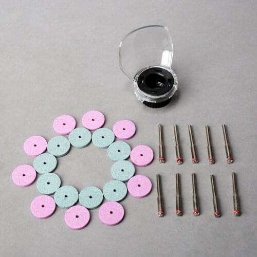 20Pcs 20mm Green Grinding Polishing Pads+10Pcs Abrasive 1/8"" Shank Mandrel+1x Protective Cover for Electric Grinder Rotary Tool