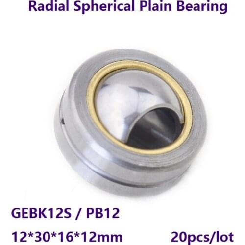 20pcs/lot GEBK12S PB12 12×30×16×12mm Radial Spherical Plain Bearing Self-Lubrication for 12mm shaft 12*30*16*12 mm