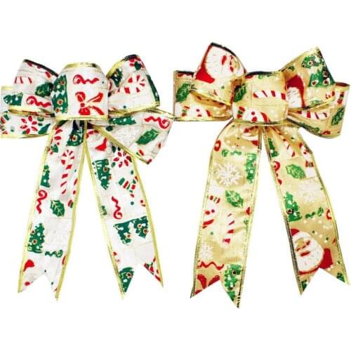 20cm Painted Snowman Santa Claus Ribbon Bow Christmas Series Decorations Christmas Bow Home Decorations