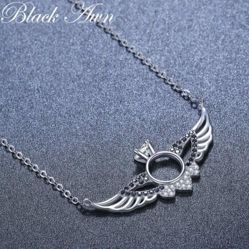 2021 New Arrive Classic 925 Sterling Silver Fine Jewelry Trendy Wing Engagement necklaces & pendants for Women P205