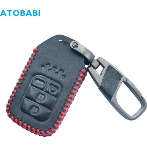 4 Buttons Leather Car Key Case For Honda Accord Civic Pilot Fit 2015-2017 Smart Keyless Remote Entry Fob Cover Auto Accessories