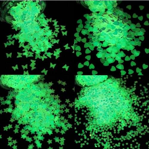 4pcs Luminous Stars Butterfly Nail Art Glitter Sequins Glow In The Dark Design Nails Accessories Gel Polish Manicure Tips Flakes