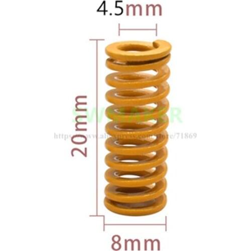 4pcs Orange High Strength Superalloy Steel Die Spring height 20mm OD 8mm For Heated bed CREALITY Ender3 Pro 3D Printer Parts