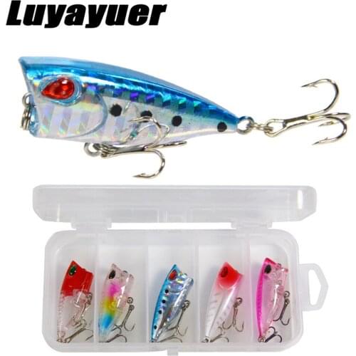 5 Color Fishing Lure Set 4 Cm 3.2G Crankbait Wobbler Bait Topwater with 2 Treble Hooks Fishing Lure Water pike lures