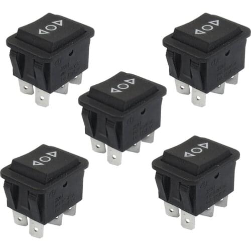 5 Pc New Mini 6 Pin DPDT Black Button On/Off/On Rocker Switch AC 250V/10A 125V/15A
