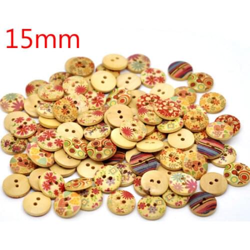 50Pcs Mixed Round Flower Wood Sewing Buttons For Cloth Flatback Cabochon Scrapbooking Crafts Knopf Bouton Decor Diy Accessories