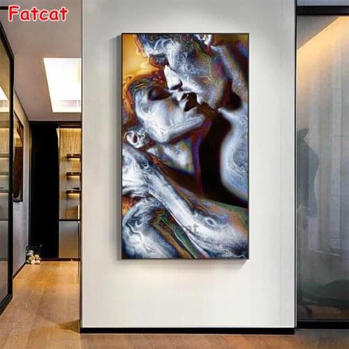 DIY Diamond Painting Abstract character art couple kissing Diamond Mosaic Full Square/round Cross Stitch Handmade Hobby PP2390